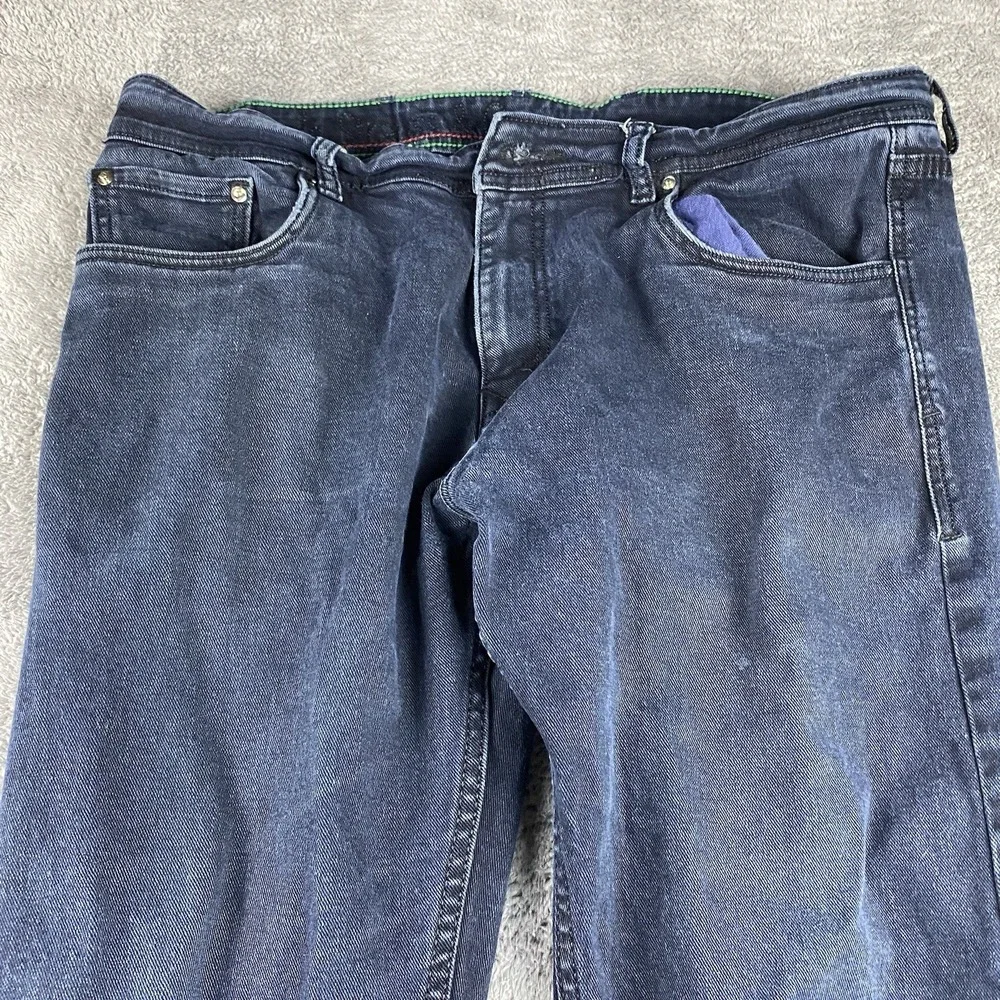 Levis Straight Leg Jeans Womens‎ W36x26 Navy Blu Dark Wash Mid Rise Cuffed